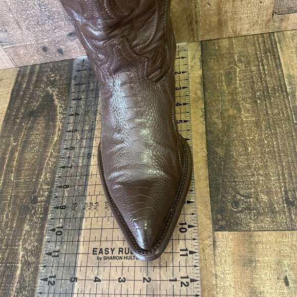 Los Altos Vintage Handmade Ostrich Leg Brown Cowboy Boots Mens 9 D - Picture 4 of 12